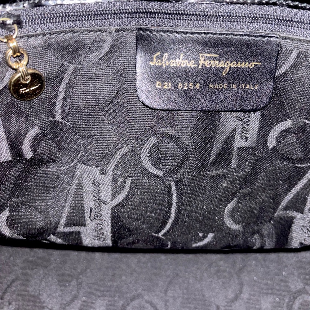 Salvatore Ferragamo Black Shoulder Bag with Gold Clasp - Picture 12 of 15